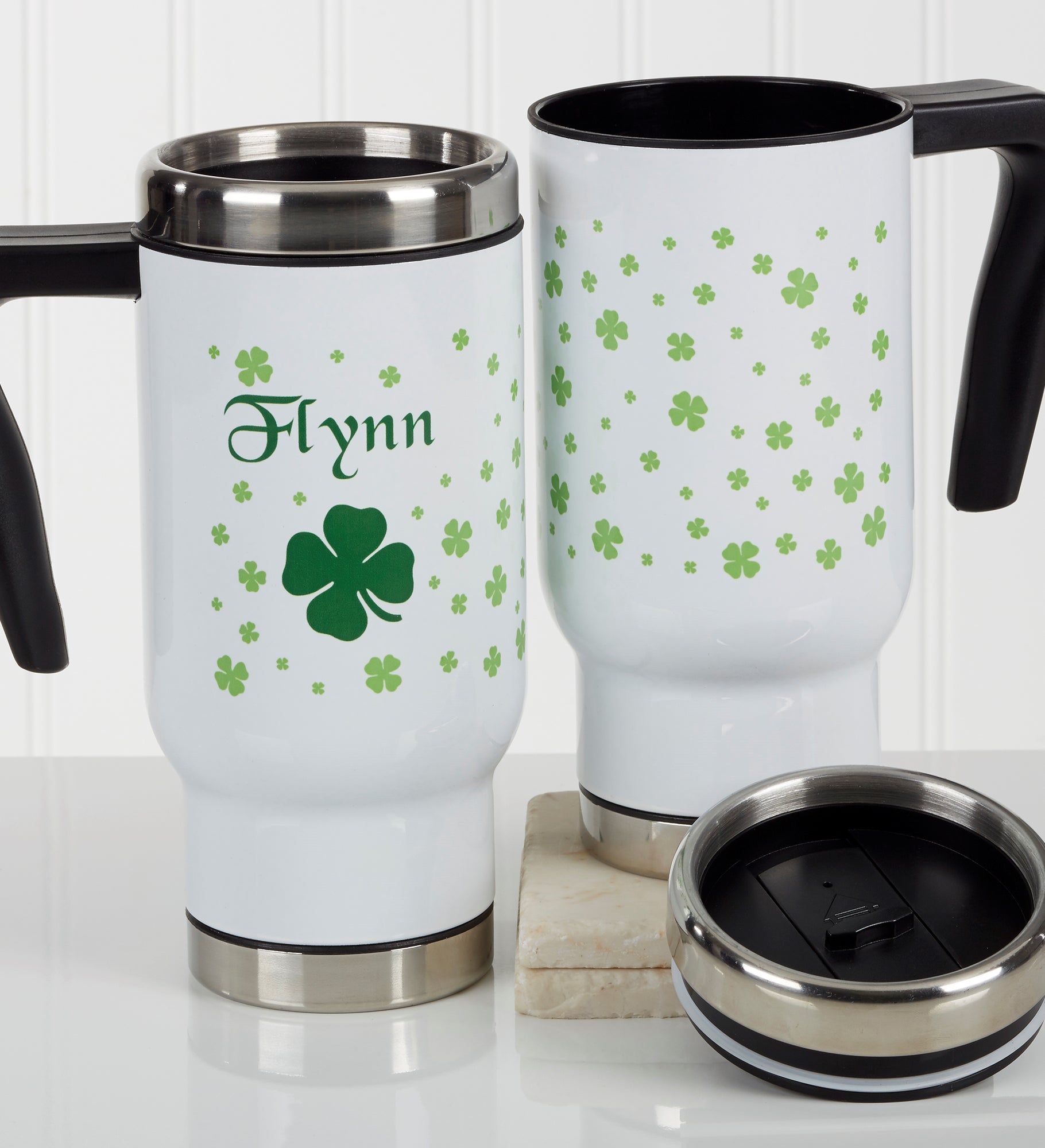 Irish Clover Personalized 14 oz. Commuter Travel Mug